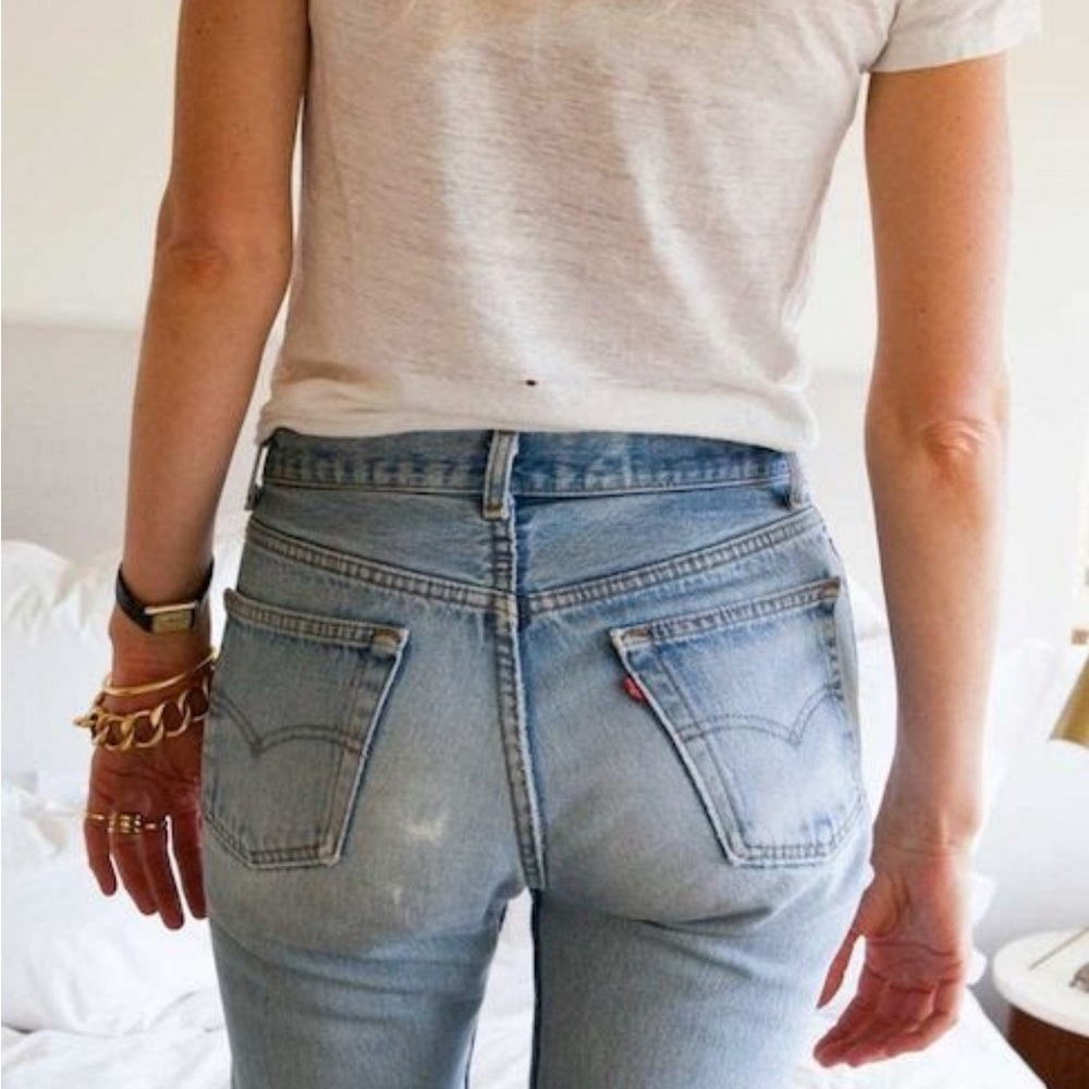 Vintage 501 Levis - Original Button Fly Five Pocket Straight Leg Denim J…